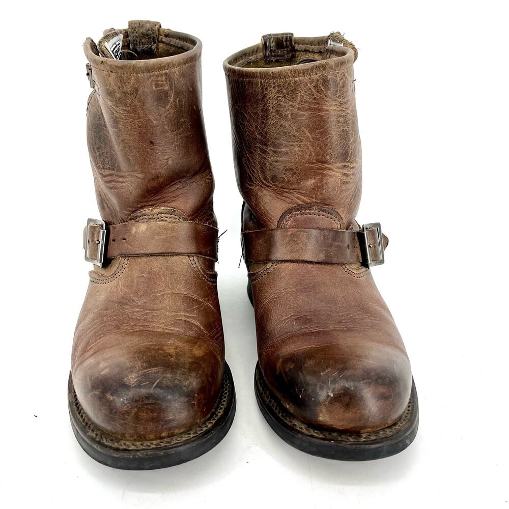Frye Women's Short Veronica brown leather ankle boots with buckle (6) - Picture 2 of 10